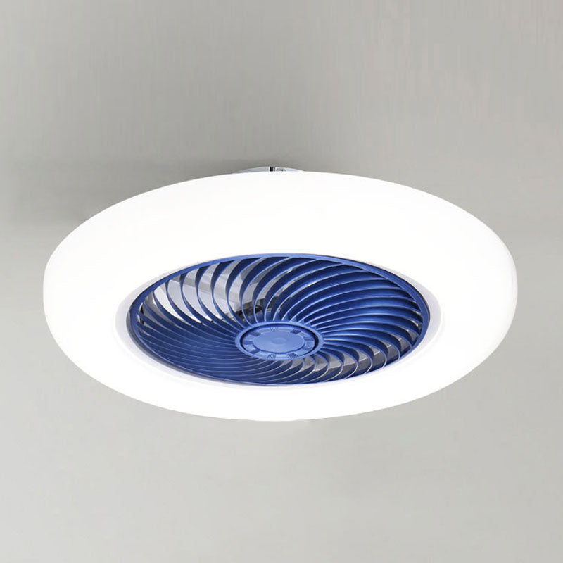 Ventilateur de plafond LED créatif moderne Light Fer Whited Iron Circular Mount avec une teinte acrylique