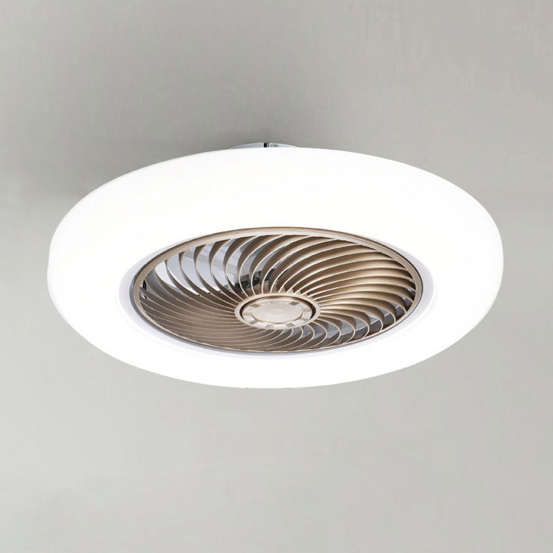 Ventilateur de plafond LED créatif moderne Light Fer Whited Iron Circular Mount avec une teinte acrylique