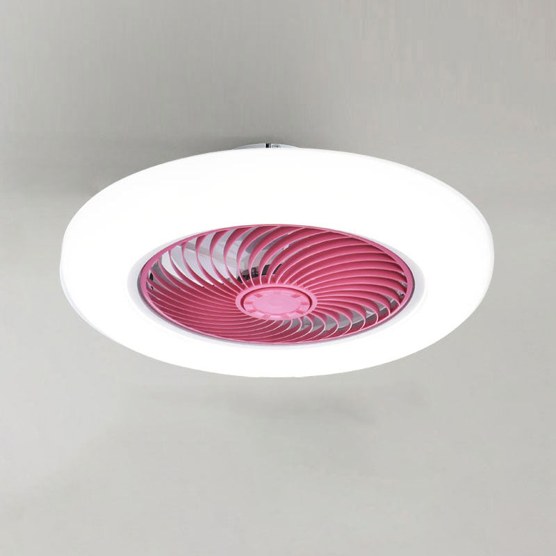 Ventilador de techo LED creativo moderno Luz de hierro forjado Montaje circular con tono acrílico