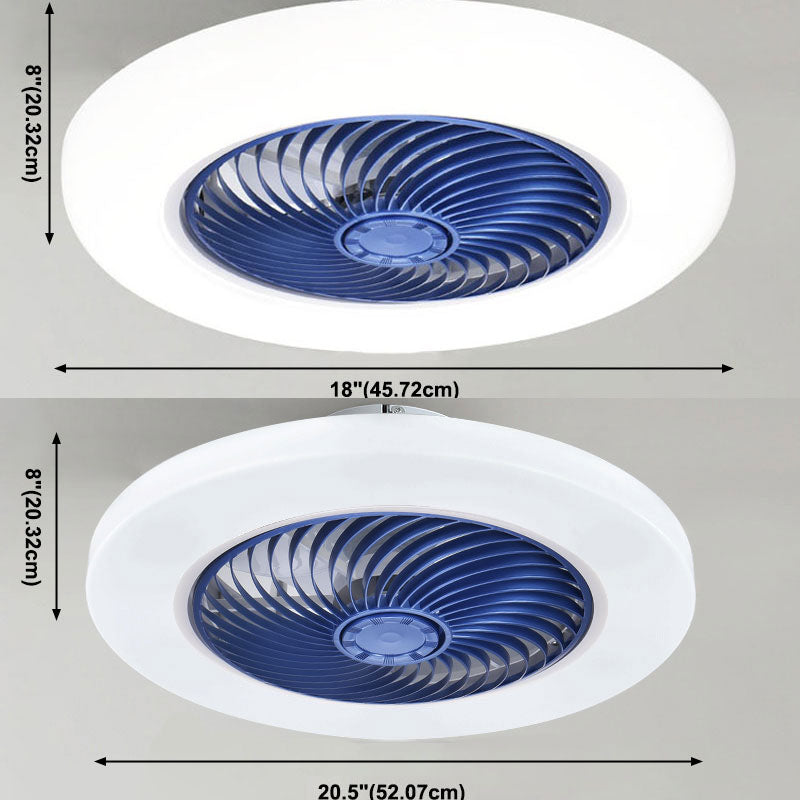 Ventilateur de plafond LED créatif moderne Light Fer Whited Iron Circular Mount avec une teinte acrylique