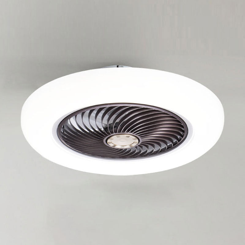 Ventilador de techo LED creativo moderno Luz de hierro forjado Montaje circular con tono acrílico