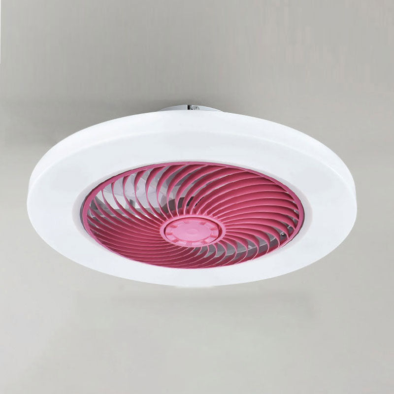 Ventilateur de plafond LED créatif moderne Light Fer Whited Iron Circular Mount avec une teinte acrylique