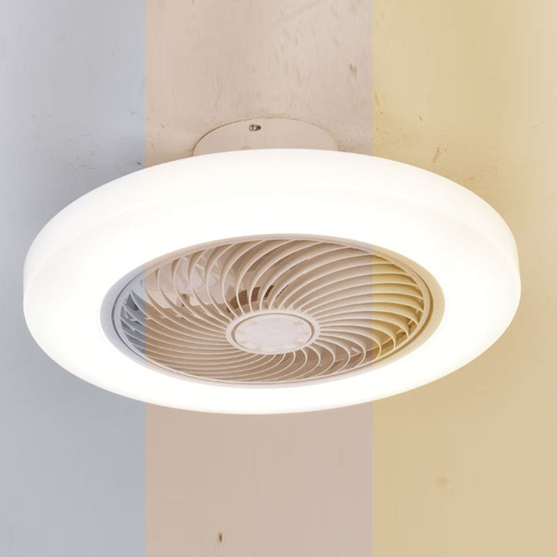 Ventilateur de plafond LED créatif moderne Light Fer Whited Iron Circular Mount avec une teinte acrylique