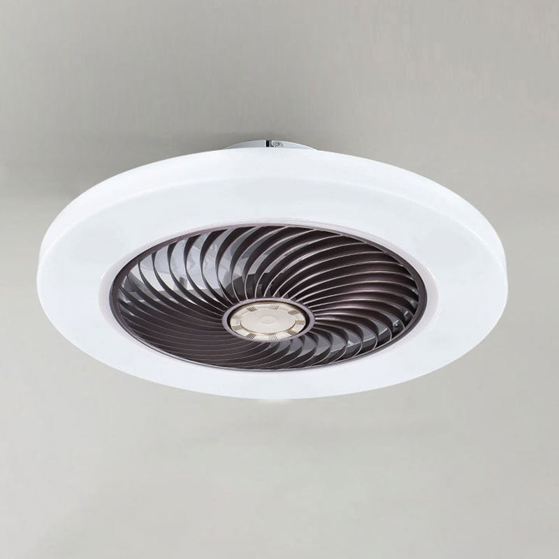 Ventilateur de plafond LED créatif moderne Light Fer Whited Iron Circular Mount avec une teinte acrylique