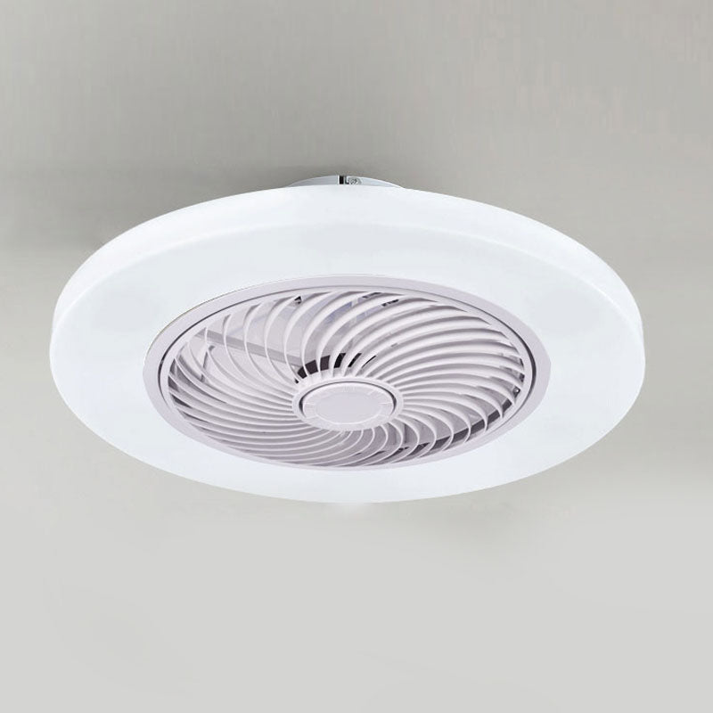 Ventilateur de plafond LED créatif moderne Light Fer Whited Iron Circular Mount avec une teinte acrylique