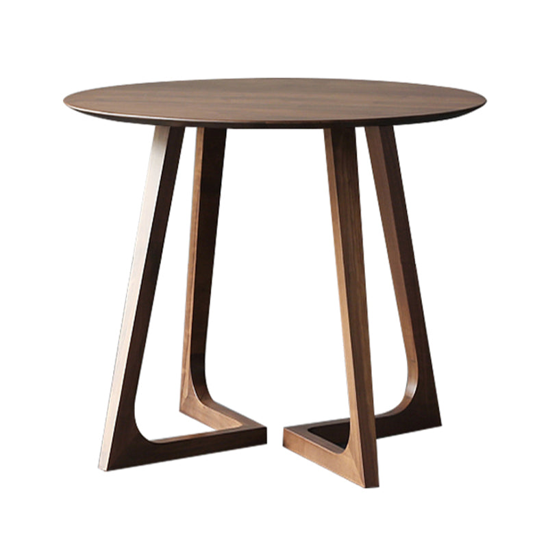 Round Wood Color Dining Table Solid Wood Table Contemporary with Double Pedestal