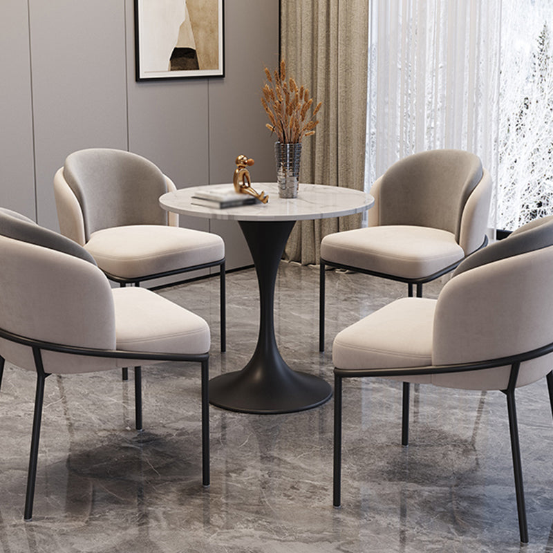 Modern White Sintered Stone Dining Table Kitchen Round Shape Dining Table with Tulip Base