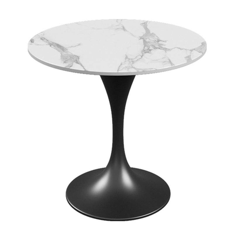 Modern White Sintered Stone Dining Table Kitchen Round Shape Dining Table with Tulip Base