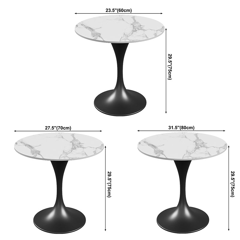 Modern White Sintered Stone Dining Table Kitchen Round Shape Dining Table with Tulip Base