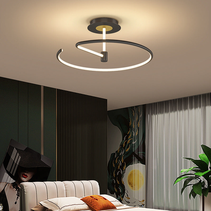 Modern Minimalist Linear LED Ceiling Light Aluminium Indoor Semi Flush Mount with Silicone Shade