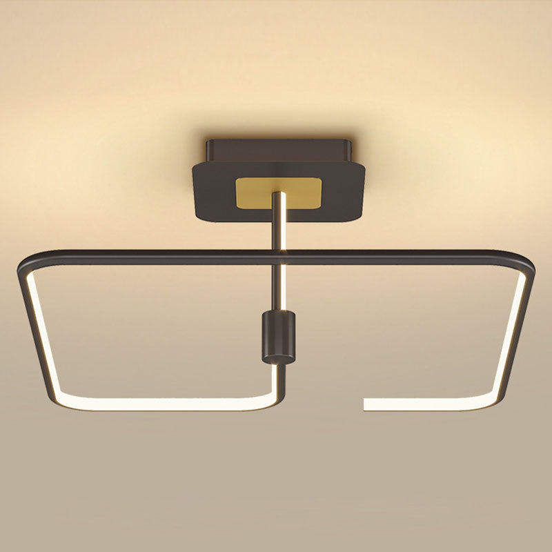 Modern Minimalist Linear LED Ceiling Light Aluminium Indoor Semi Flush Mount with Silicone Shade