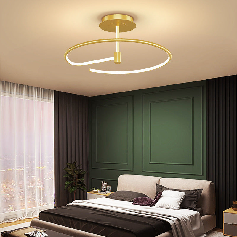 Modern Minimalist Linear LED Ceiling Light Aluminium Indoor Semi Flush Mount with Silicone Shade