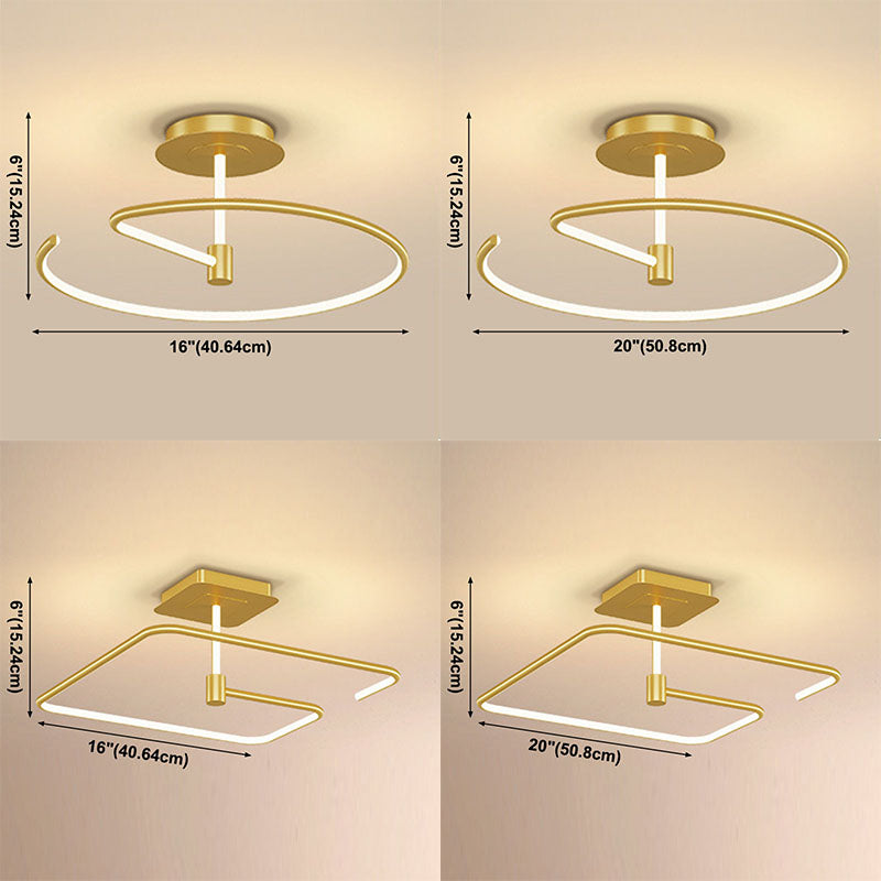 Moderno de techo lineal minimalista Luz de aluminio de aluminio interior Semi Flush Monte con sombra de silicona