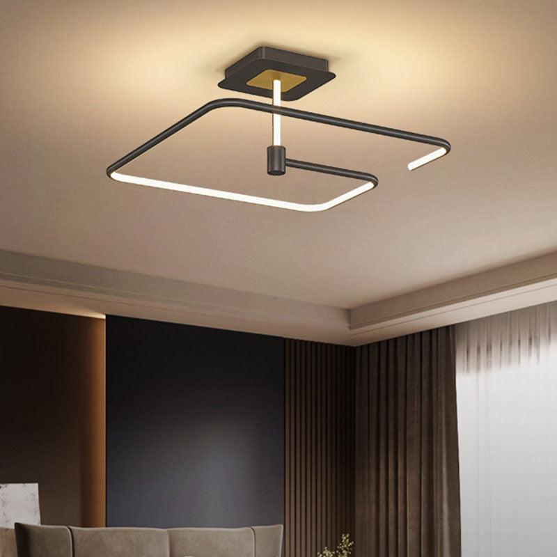 Modern Minimalist Linear LED Ceiling Light Aluminium Indoor Semi Flush Mount with Silicone Shade