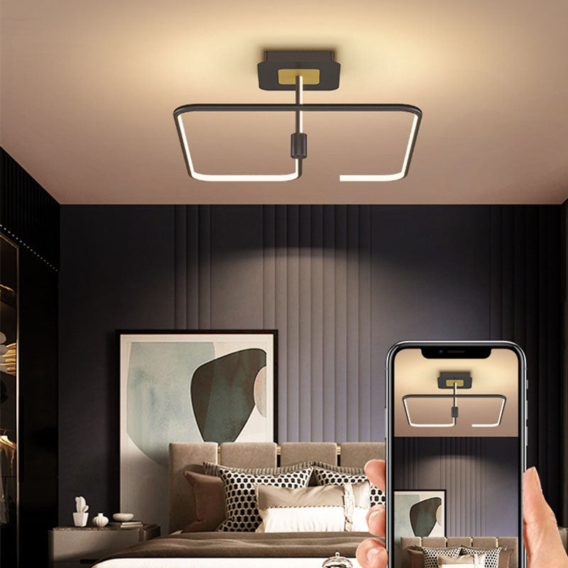 Moderno minimalista a LED lineare LED LIGHT LIGHT ALLUMINUM INTERNO SEMI SEMI FLUSH con ombra silicone