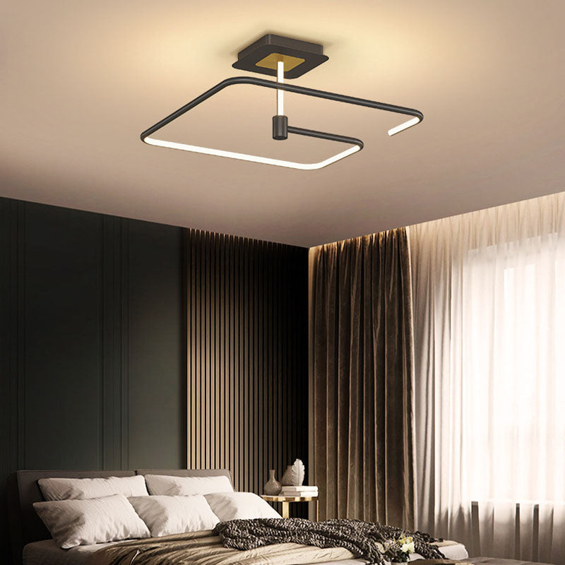 Modern Minimalist Linear LED Ceiling Light Aluminium Indoor Semi Flush Mount with Silicone Shade