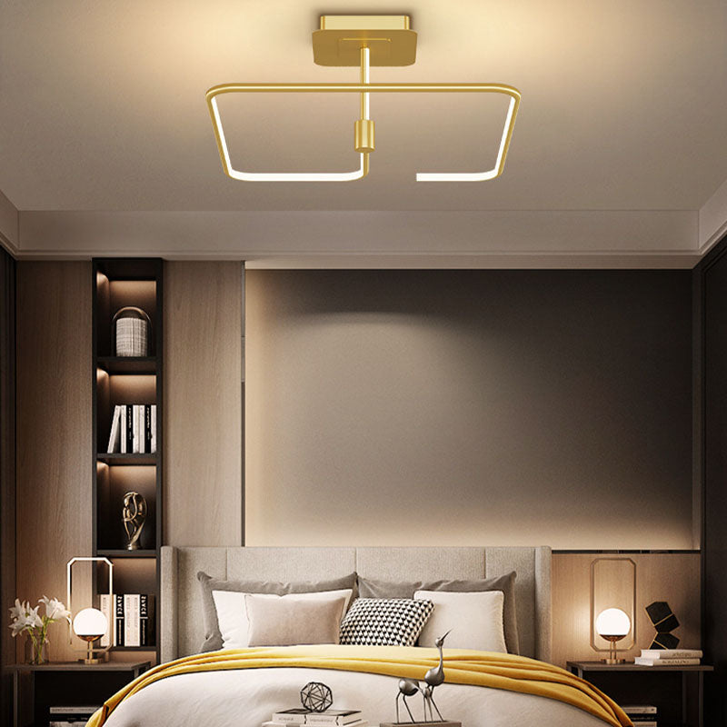 Modern Minimalist Linear LED Ceiling Light Aluminium Indoor Semi Flush Mount with Silicone Shade