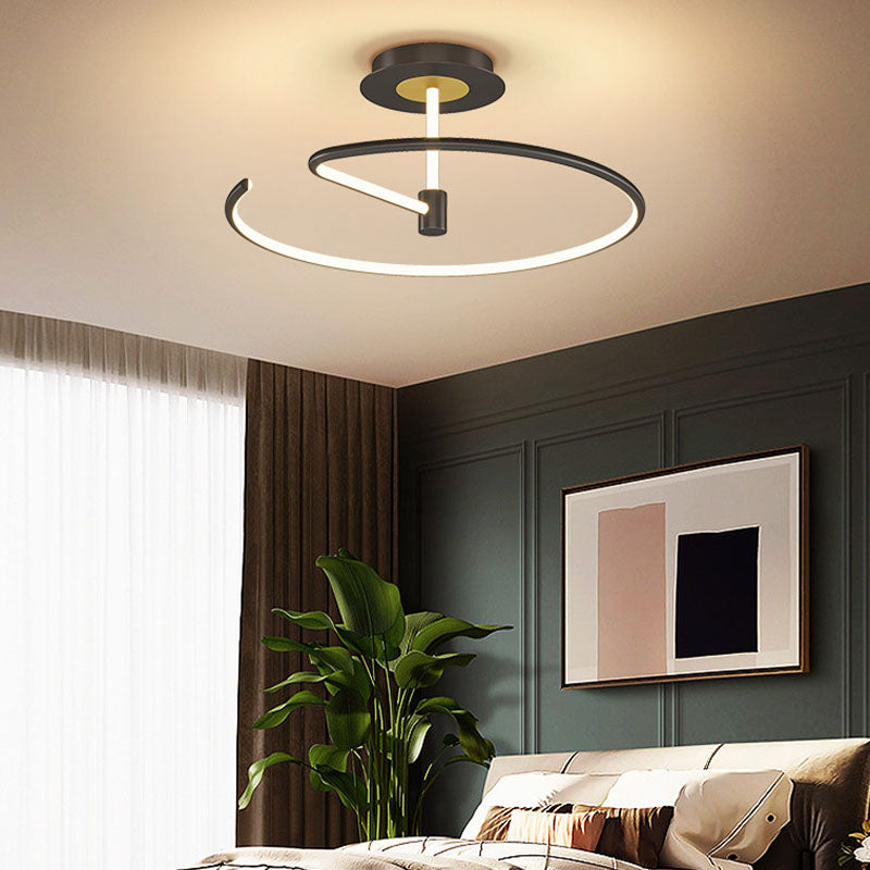 Modern Minimalist Linear LED Ceiling Light Aluminium Indoor Semi Flush Mount with Silicone Shade