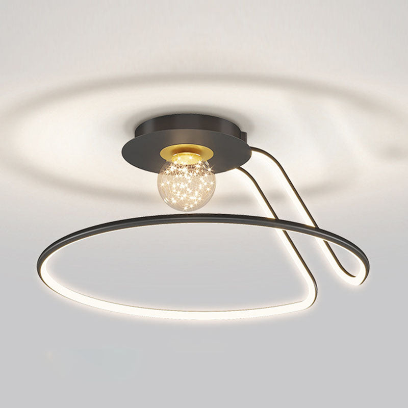 Modern Creative Led Semi Flush Mount Aluminium lineair plafondlicht met siliconen schaduw