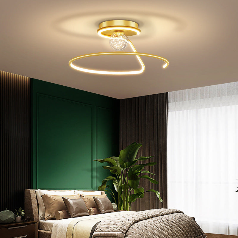 Modern Creative LED Semi Flush Mount Aluminium Linear Ceiling Light with Silicone Shade