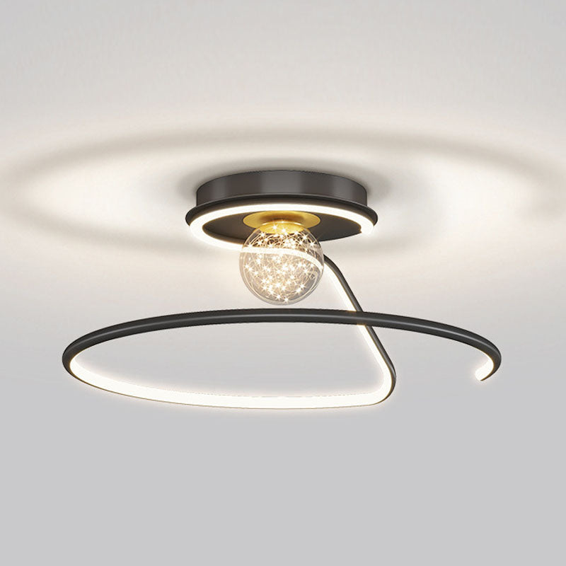 Modern Creative Led Semi Flush Mount Aluminium lineair plafondlicht met siliconen schaduw