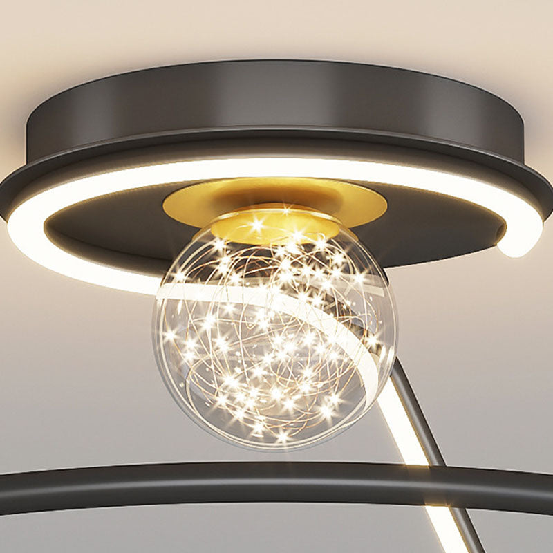 Modern Creative Led Semi Flush Mount Aluminium lineair plafondlicht met siliconen schaduw