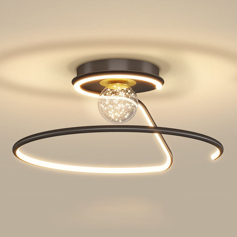 Modern Creative Led Semi Flush Mount Aluminium lineair plafondlicht met siliconen schaduw