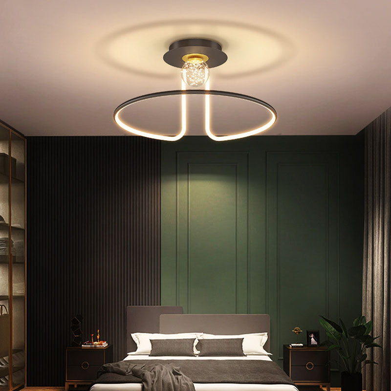 Modern Creative Led Semi Flush Mount Aluminium lineair plafondlicht met siliconen schaduw