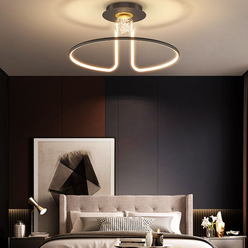 Modern Creative Led Semi Flush Mount Aluminium lineair plafondlicht met siliconen schaduw