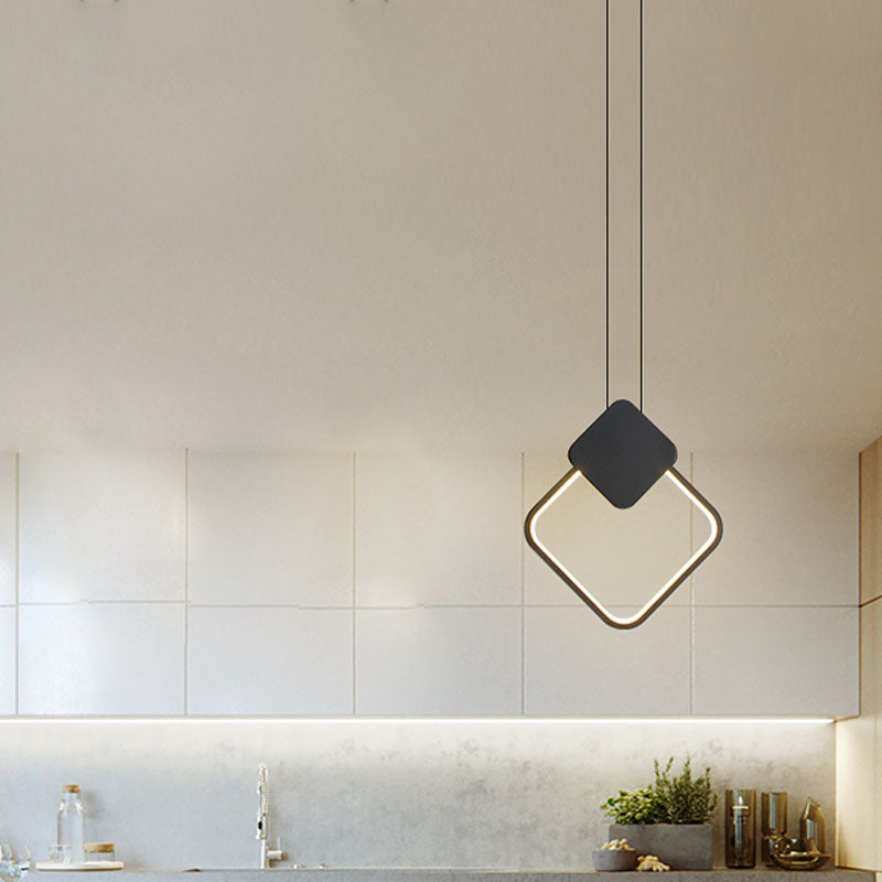 Minimalist Linear Pendant Lighting, Metal and Acrylic Hanging Light for Living Room