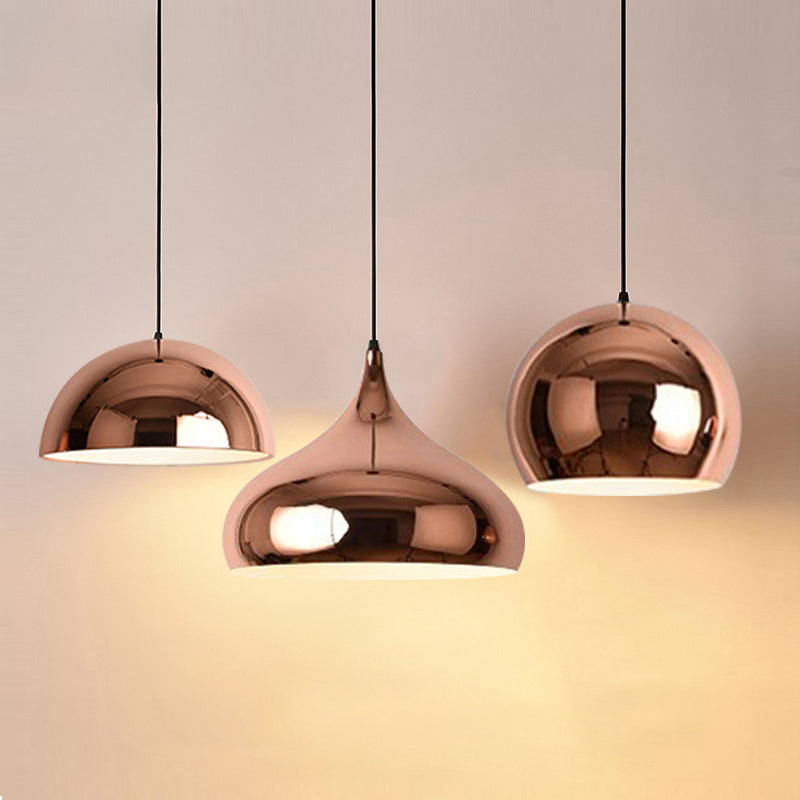 Kit de lumière pendentielle ombragée en métal moderne en or rose suspendu luminaire pour salle à manger