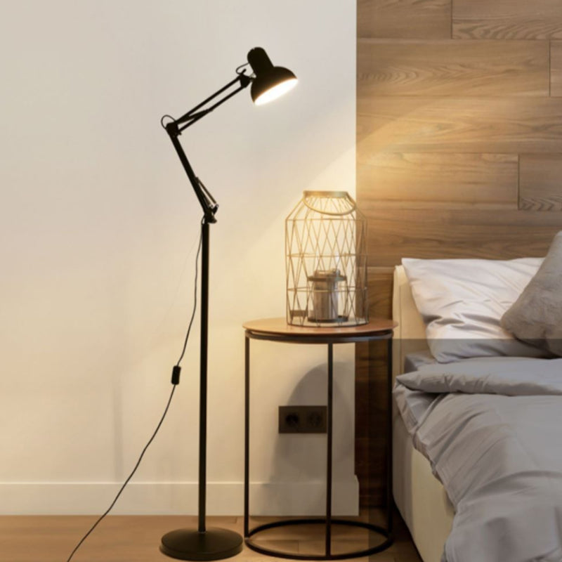 Swing Arm Metal Floor Lamp Nordic 1 Head Task Floor Light with Bowl Shade