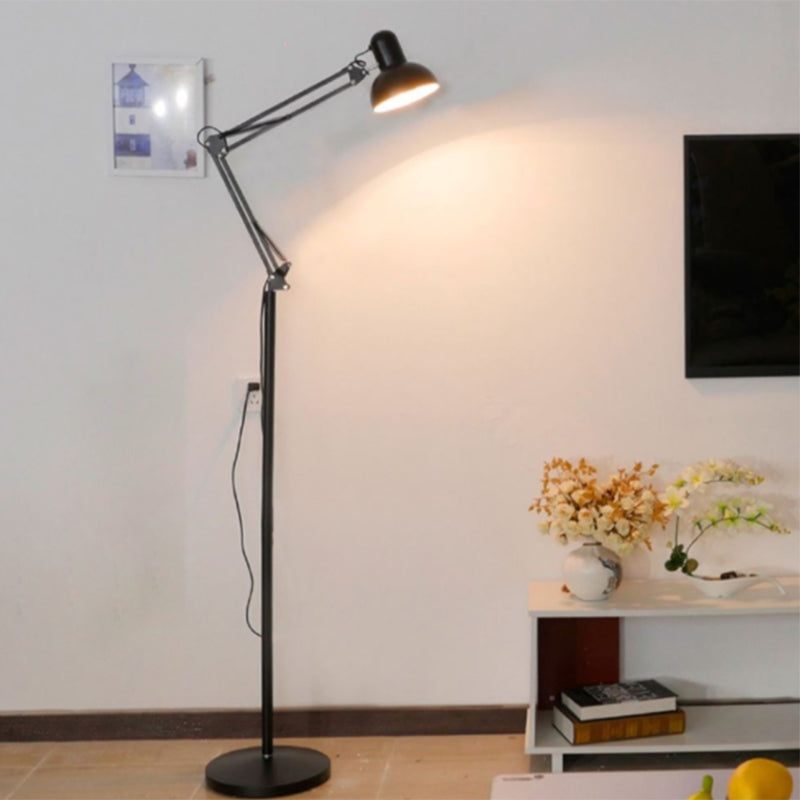 Swing Arm Metal Floor Lamp Nordic 1 Head Task Floor Light with Bowl Shade