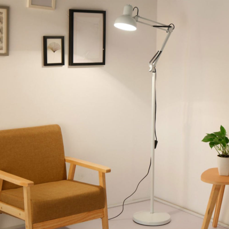 Swing Arm Metal Floor Lamp Nordic 1 Head Task Floor Light with Bowl Shade