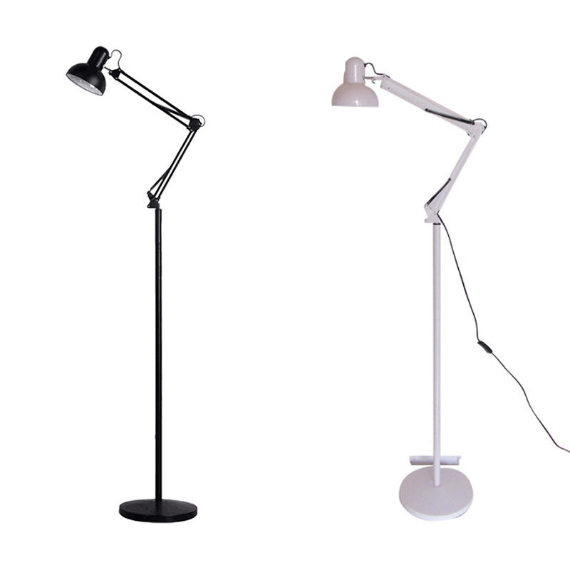 Swing Arm Metal Floor Lamp Nordic 1 Head Task Floor Light with Bowl Shade