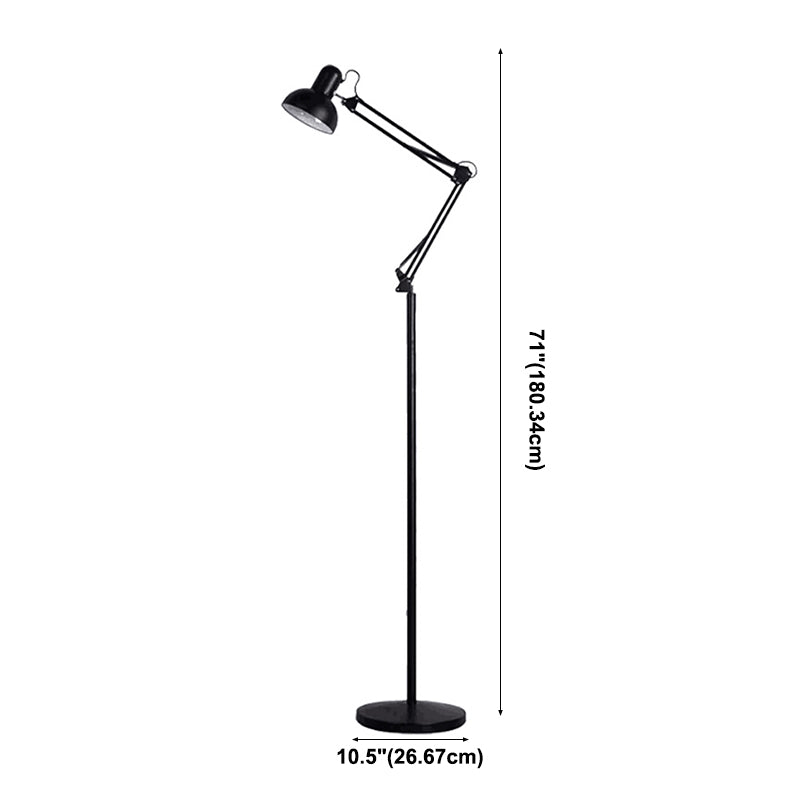 Swing Arm Metal Floor Lamp Nordic 1 Head Task Floor Light with Bowl Shade