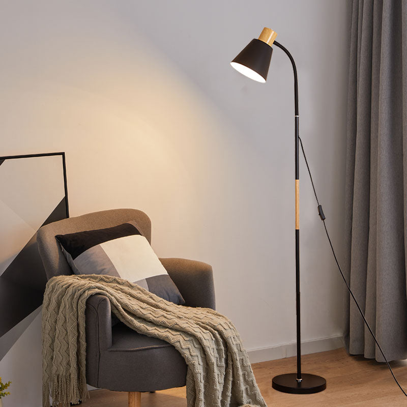 Conical woonkamer vloerlamp Metallic Minimalistisch sta-sta-licht met één bulb