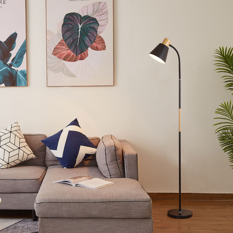 Conical woonkamer vloerlamp Metallic Minimalistisch sta-sta-licht met één bulb