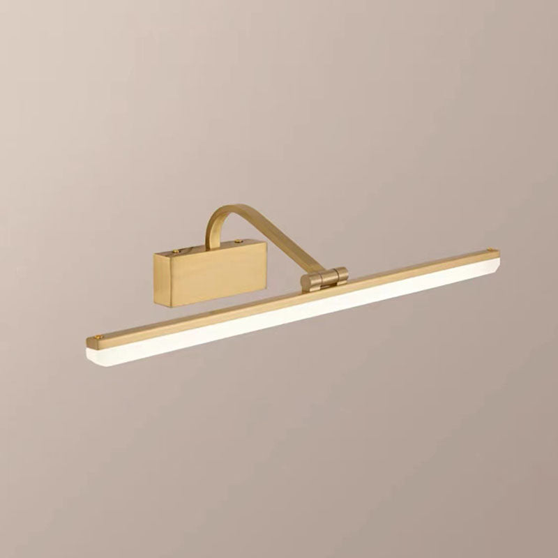 1 Light Linear Shade Wall Sconce Post-Modern Simple Style Mirror Wall Lighting in Brass