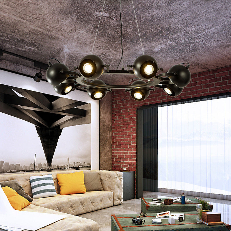 Luces de techo colgantes de rueda industrial Candelera de colgante de metal para sala de estar