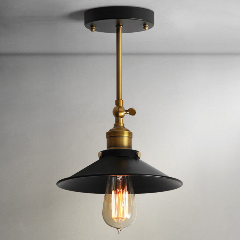 Black Cone Pendant Light Wrought Iron Industrial Hanging Light Fixtures