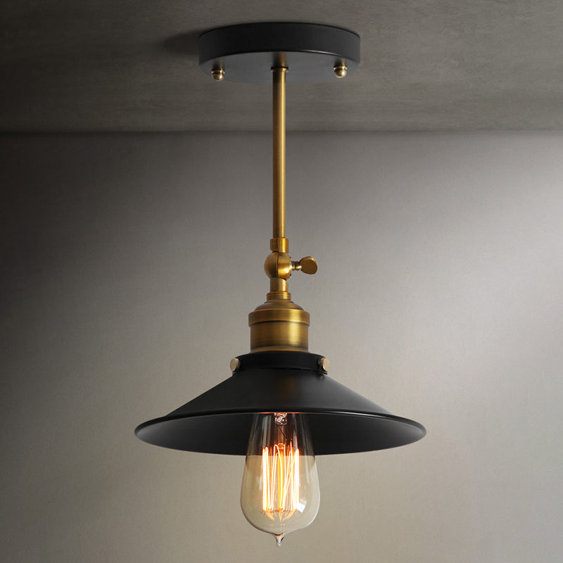 Black Cone Pendant Light Wrought Iron Industrial Hanging Light Fixtures