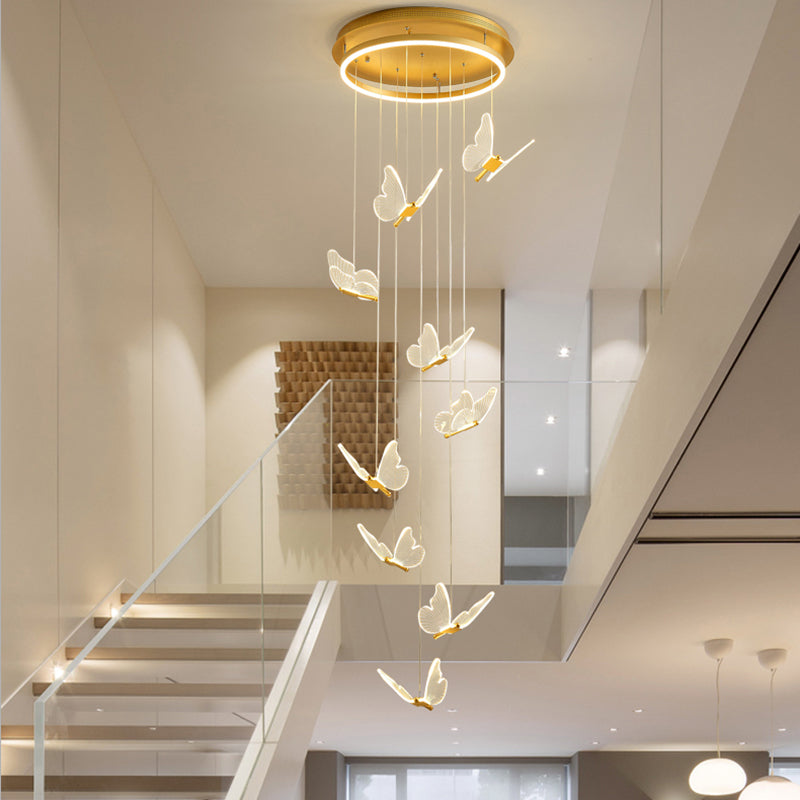 Modern Style Butterfly Hanging Ceiling Light Clear Acrylic Pendant Lighting Fixtures