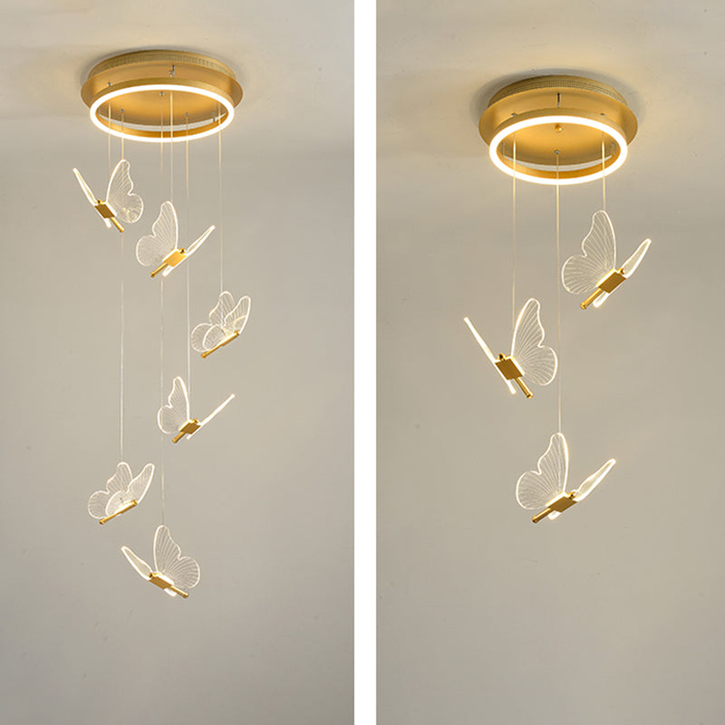 Modern Style Butterfly Hanging Ceiling Light Clear Acrylic Pendant Lighting Fixtures