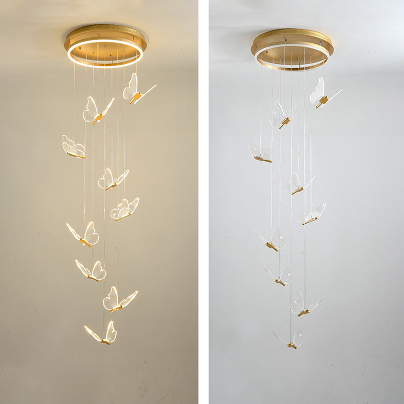 Modern Style Butterfly Hanging Ceiling Light Clear Acrylic Pendant Lighting Fixtures