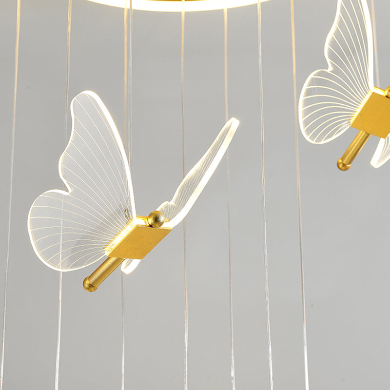 Modern Style Butterfly Hanging Ceiling Light Clear Acrylic Pendant Lighting Fixtures