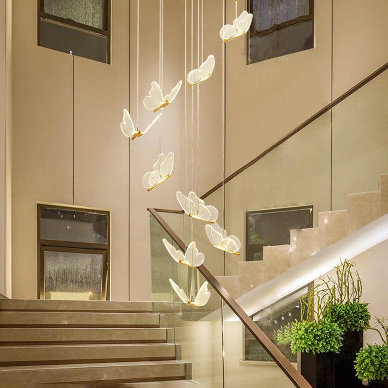 Modern Style Butterfly Hanging Ceiling Light Clear Acrylic Pendant Lighting Fixtures