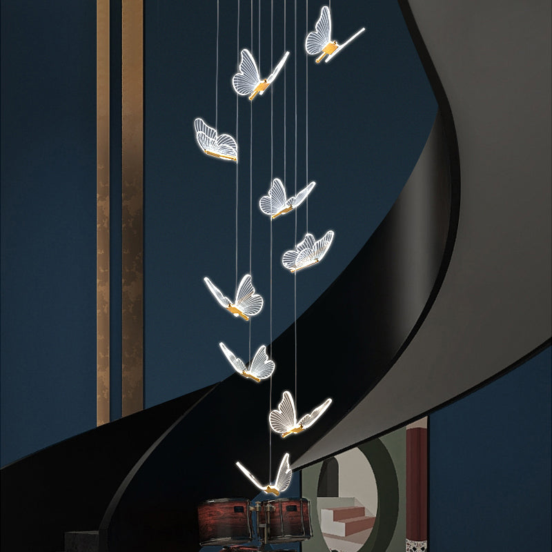 Modern Style Butterfly Hanging Ceiling Light Clear Acrylic Pendant Lighting Fixtures