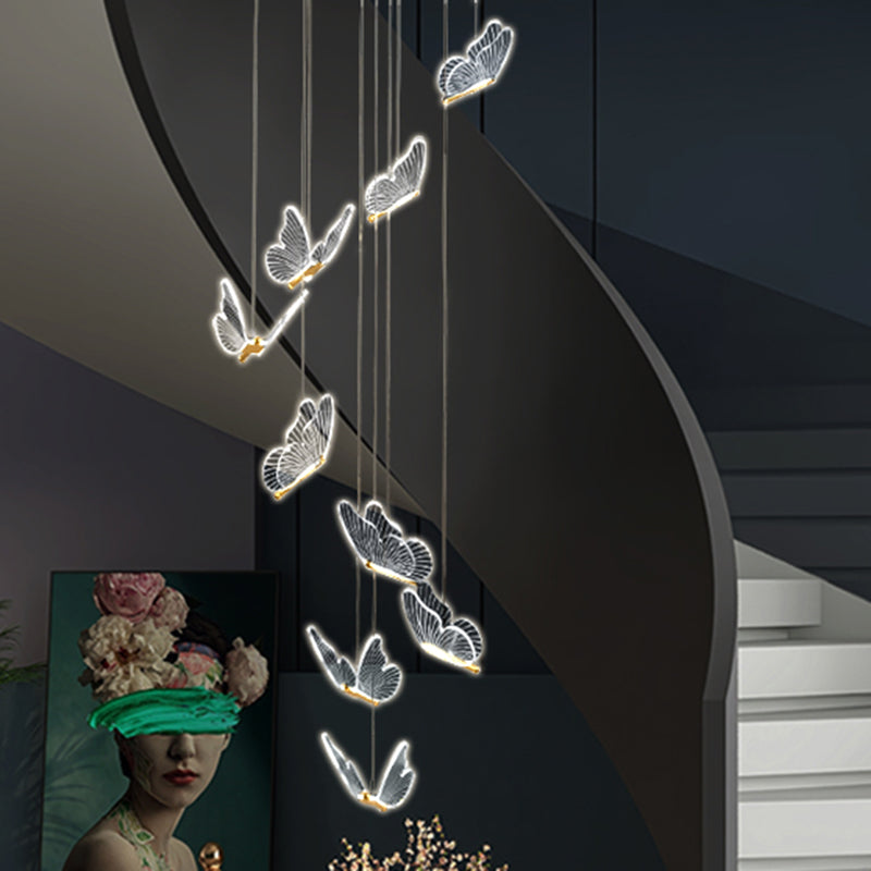 Modern Style Butterfly Hanging Ceiling Light Clear Acrylic Pendant Lighting Fixtures