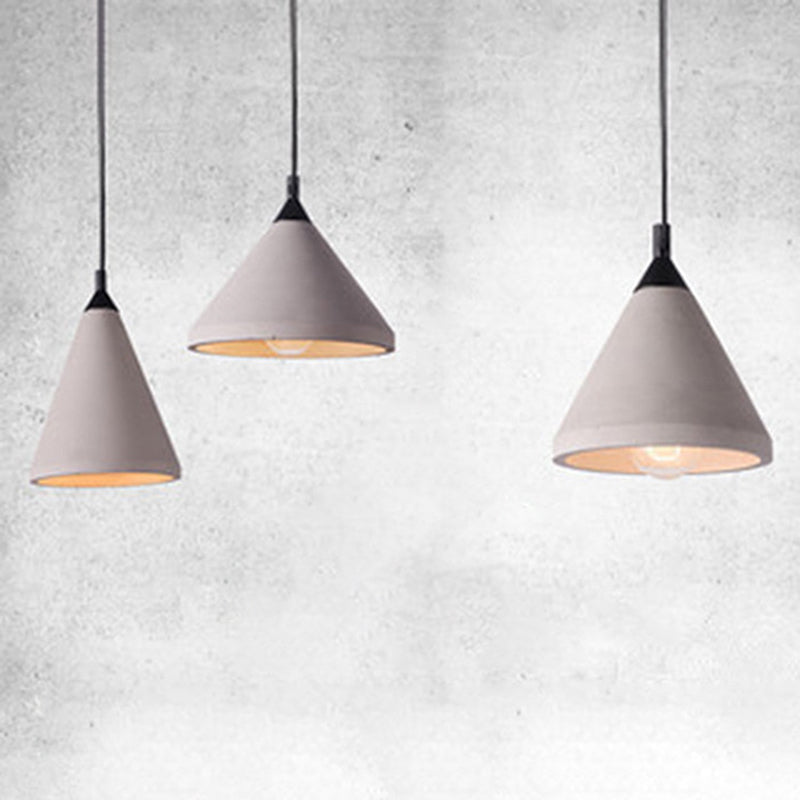 Conical Down Lighting Pendant Modern Style Cement 1 Light Hanging Light Fixtures in Grey